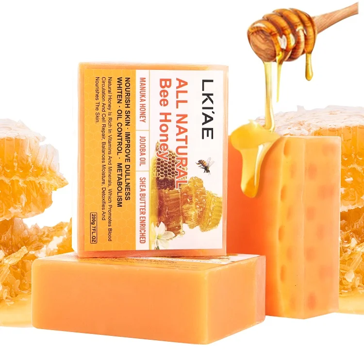Private Label Bulk All Natural Honey Soap Bar Organic Handmade Whitening Body Glowing Beauty Soap For Fair Skin