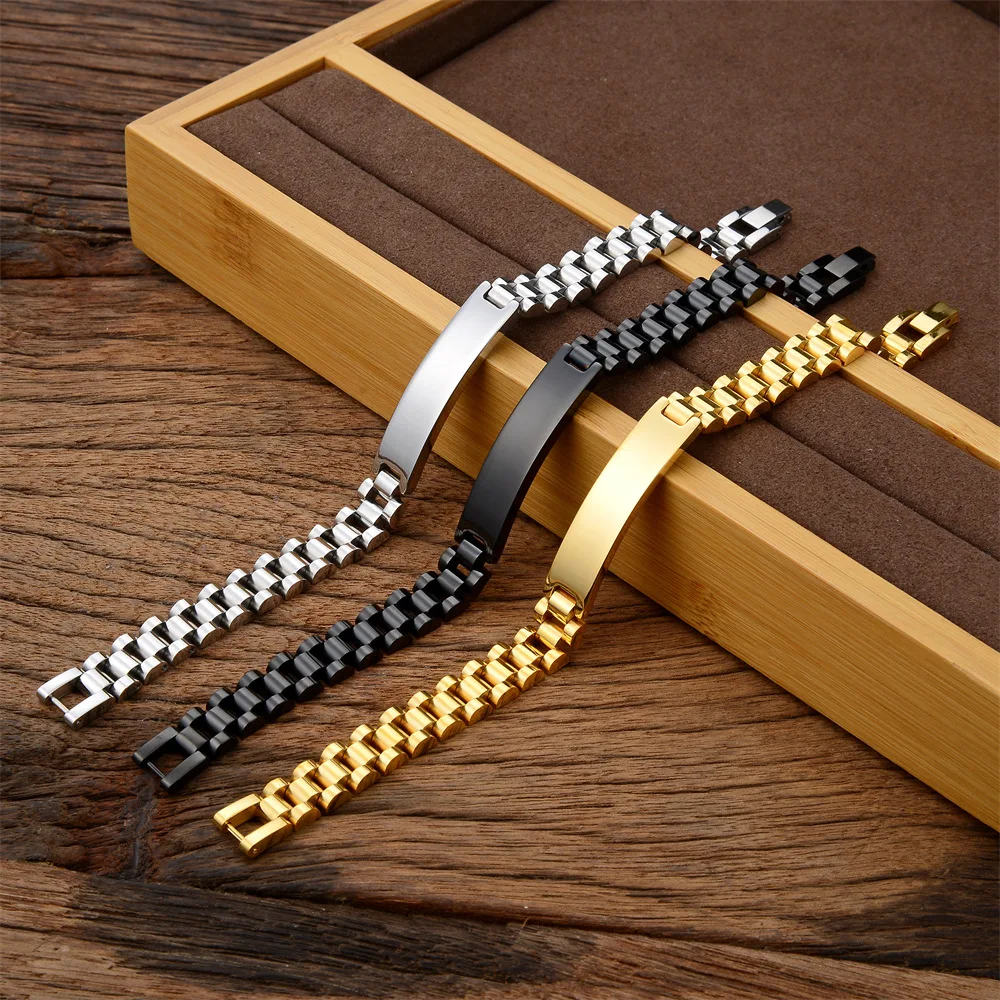 luxury jewelry custom 18K gold plated stainless steel watch link chain bracelet for men