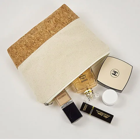 Hot Selling Sustainable Recycled Natural Cotton Canvas Jute Zipper Pouch Fashionable Small Travel Cosmetic Bag Pouch