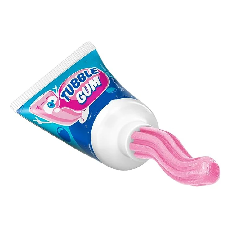 HACCP/BRC certificate wholesale halal fruit flavour toothpaste shape liquid bubble gum tubble gum