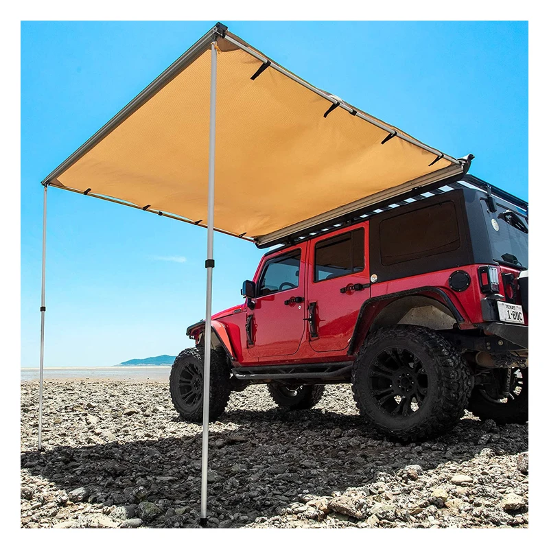Vehicle Awning 8.2 x8.2 Rooftop Pull-Out Retractable 4x4 Waterproof UV50+ Side Awning for Jeep SUV Truck Van