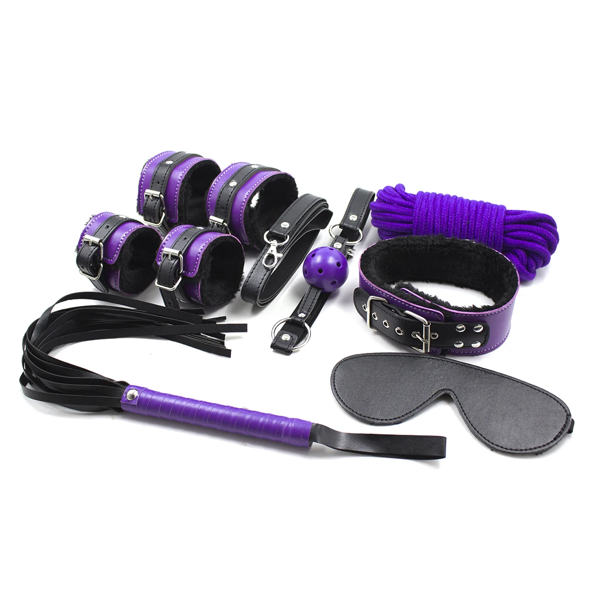 Adult Sex Toy BDSM Restraint Bondage Suit String Nipple Clamps Blindfold Handcuffs Shackles for Couple Game