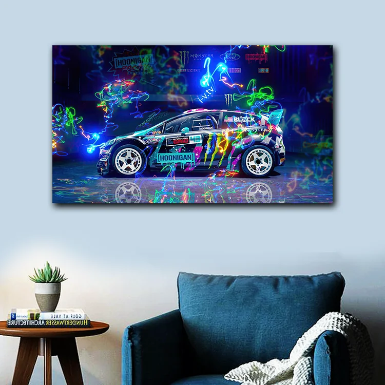 Hot Sale Cool Flash Car Canvas Print Painting Sports Car Wall Art Hotel Decoration