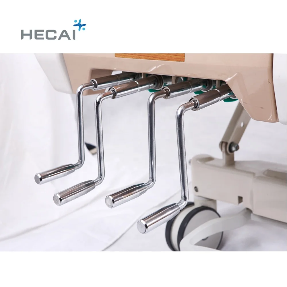 Hecai Mobile Hospital Clinic Patient 4 Cranks Multifunction Manual Medical Bed