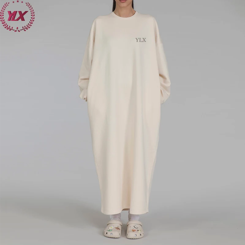 Wholesale Fashion 420g 100% Cotton Plain Women Abaya Maxi 2023 Modest  Dubai  Oversized Hoodie Islamic Eid Kimono Abaya Dress