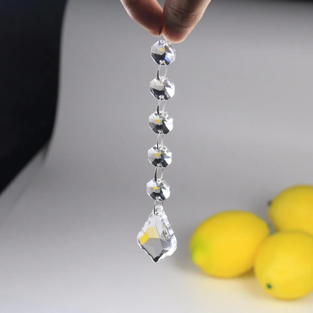 Handmade Crystal Chain Chandelier Glass Maple Crystal Lamp Prism Pendant Ab K9 Crystal Glass Flower Chandelier Parts