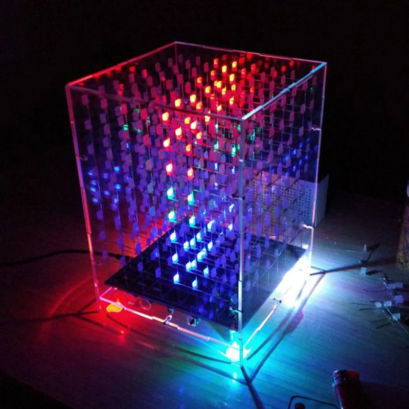 Colorful Light Cubes DIY Kit 8X8X8 WIFI Mobile Phone APP Change Word 888 LED Flashing Smart Electronic Production Parts Gift 3D