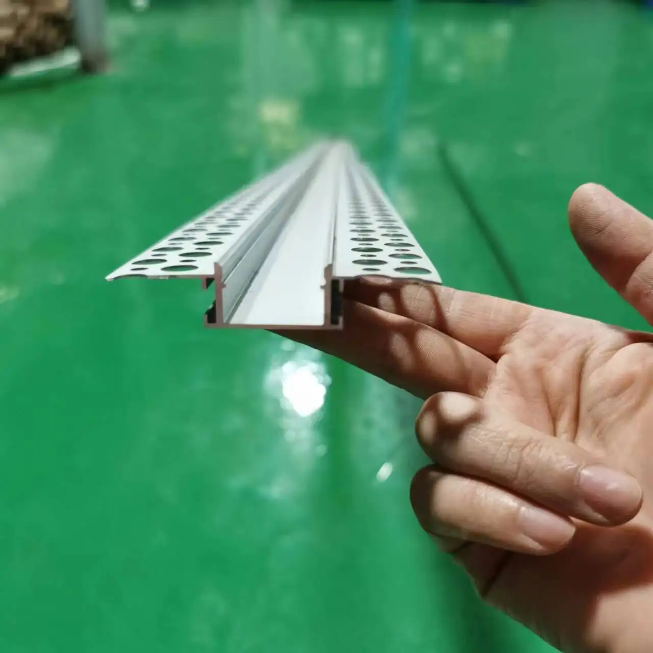 Plaster-in Recessed Standard LED Aluminum Channel with Flange for LED Strip, Aluminium LED Profile with Clip-in Diffuser