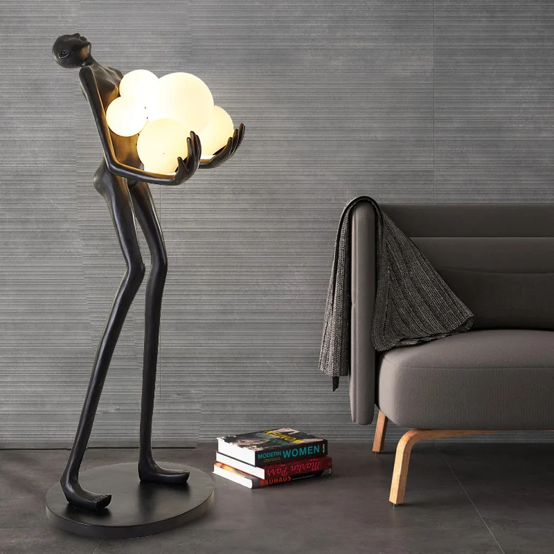 Hotel Minimalist Designer Resin Sculpture Living Room Luxury Nordic Corner Floor Lights Standing Modern Led Floor Lamp