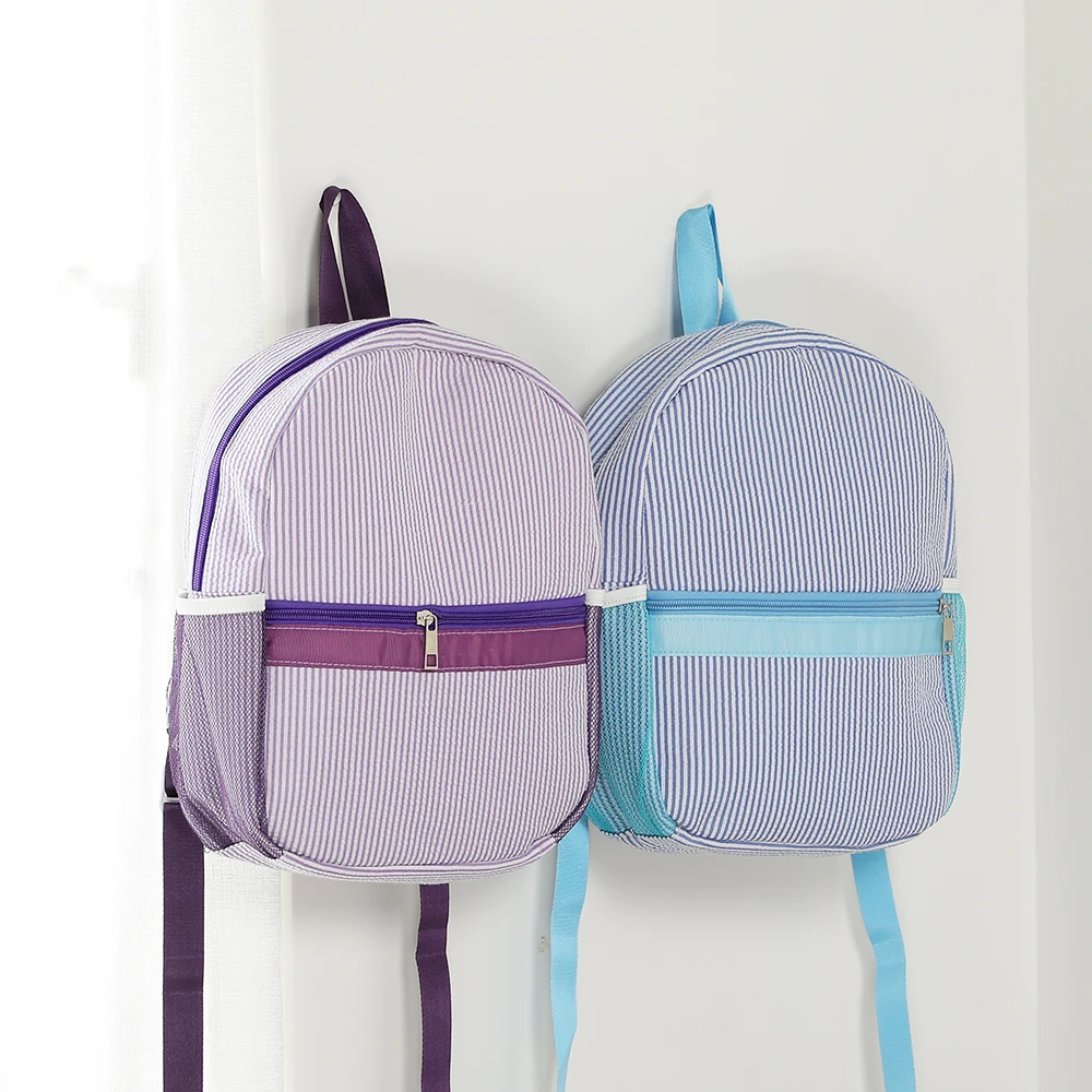 Custom Logo Children Personalized Bags Monogram Seersucker Toddle School Backpack Bag for Kids