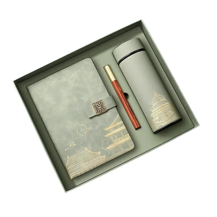 Customizable National Tide Forbidden City Cultural Creative Thermos Business Holiday Gift Set with Notebook Gift Box Souvenirs