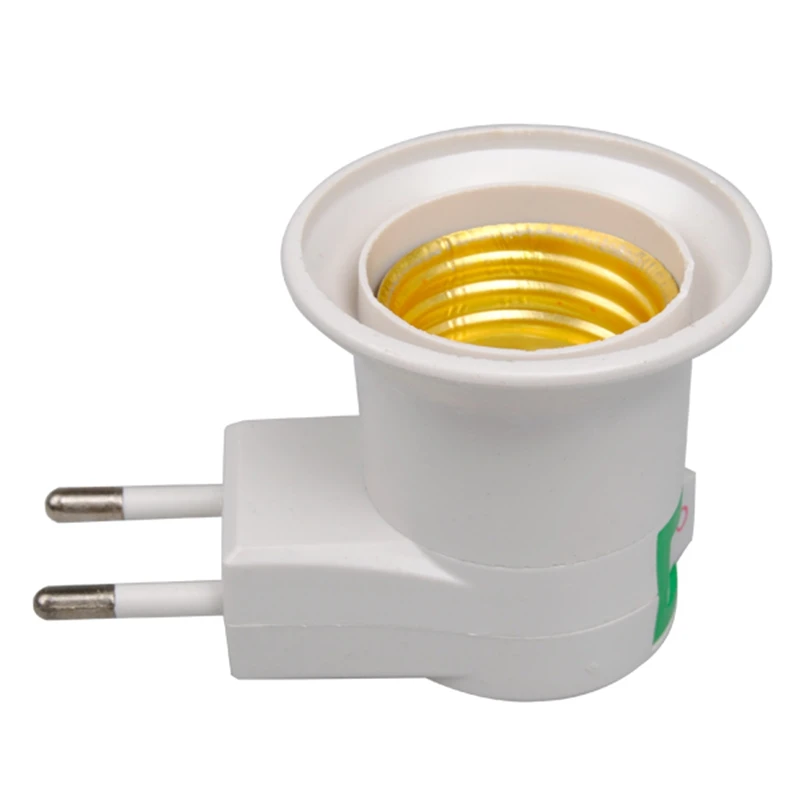
E27 Lamp Base E27 LED Light Male Socket to EU Type Plug Adapter Converter for Bulb Holder with ON/OFF Button 