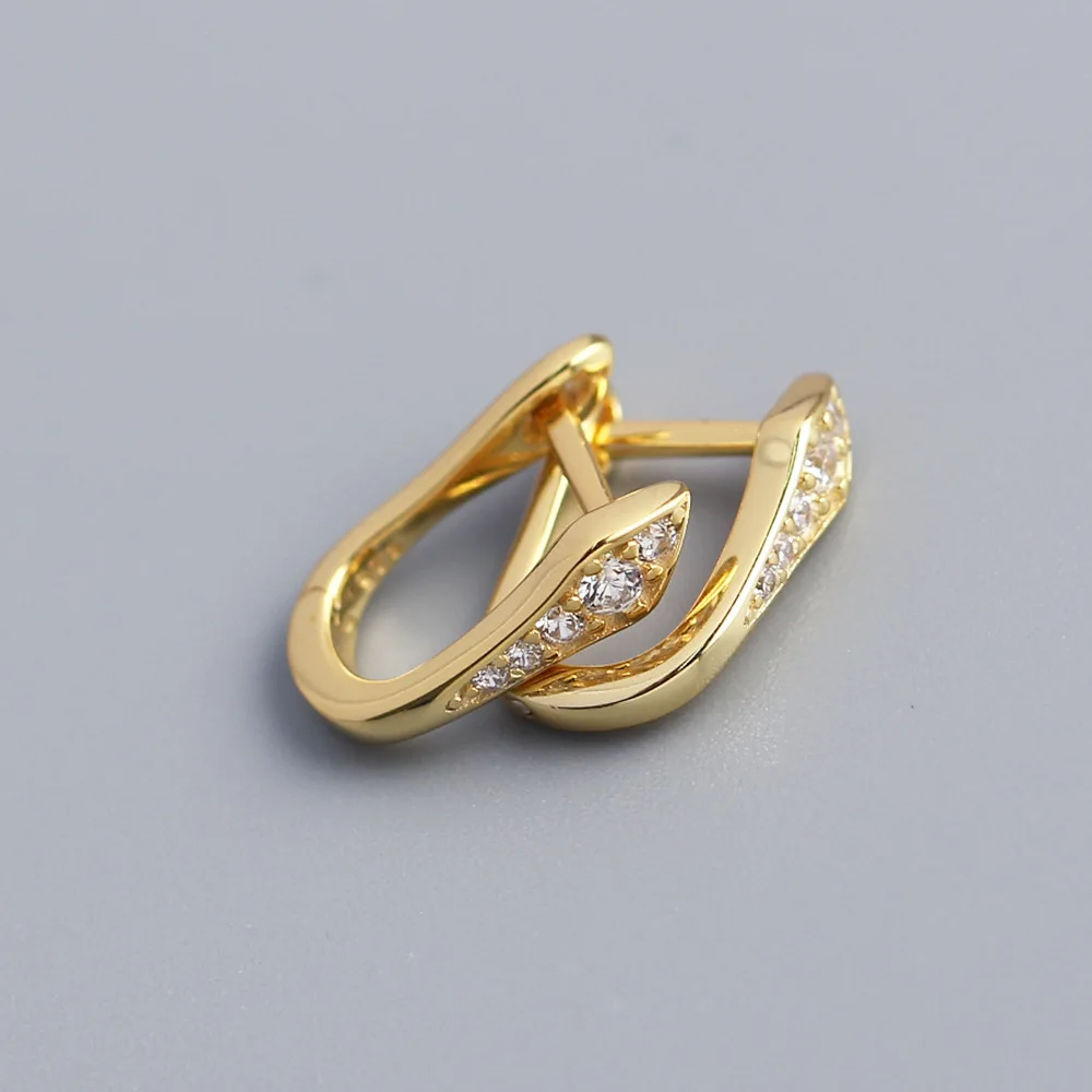 New Fashion High Quality S925 Sterling Silver Insert Colored U-type Zircon Metal Wind Versatile Hoop Earring For