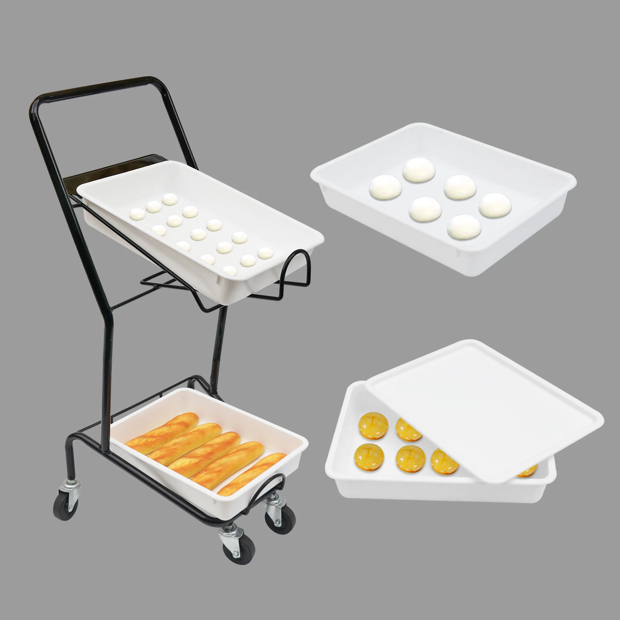 JOIN Stackable Bakery Storage Container With Lid Rectangular Bread Fermenting Tray Plastic Pizza Dough Proofing Box