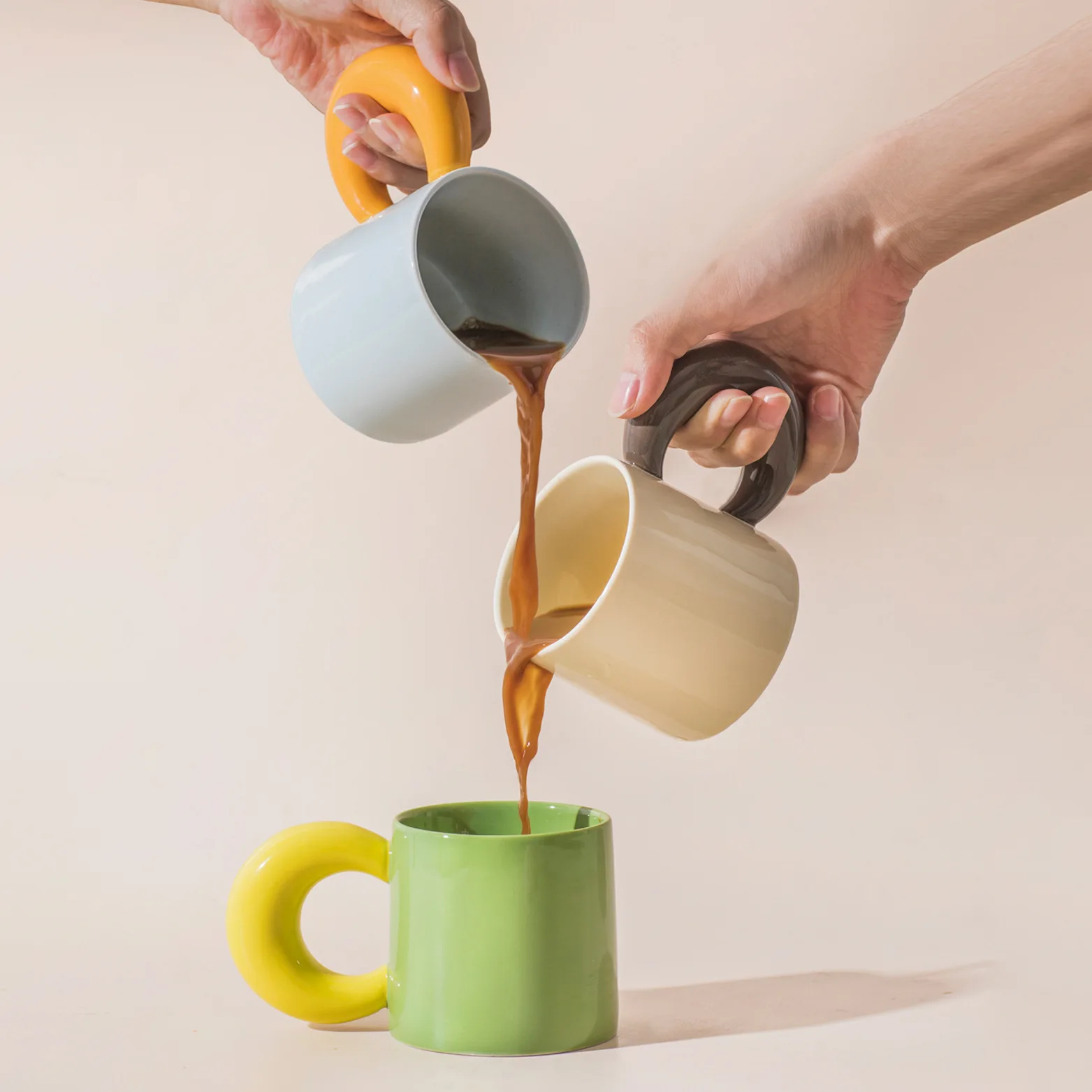 Nordic Creative Multicolor Moon Ceramic Mugs For Coffee Tea Milk Personalized Porcelain Cups Tableware Handmade Fashion Mug Cup