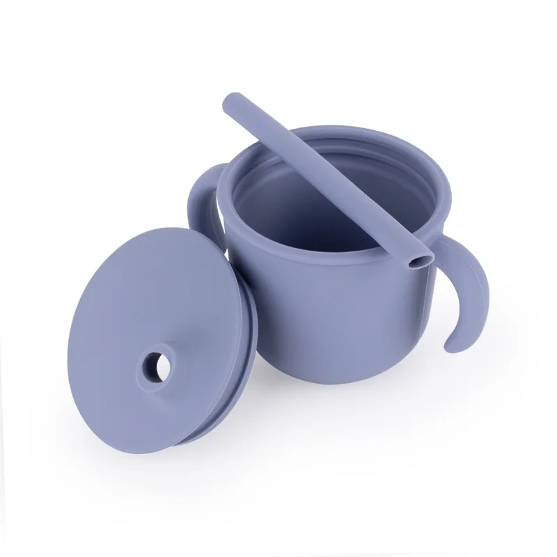 Baby Straw Cup With Spoon Silicone Training Cup with Straw Lid Baby Water Drinking Baby Led Weaning Sippy Cup for Kids
