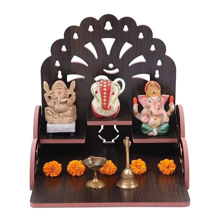 Wall Mounted Wood Religious Home Indian Hindu Temple Wood Temple Pooja Mandir For Home