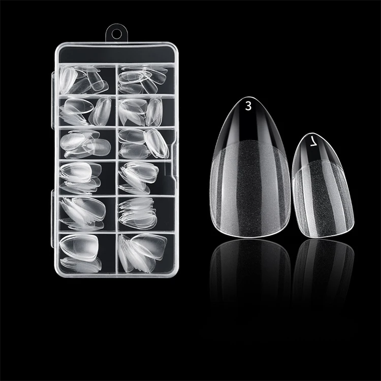 Boutique High-Transparent Seamless Half-Sand Long And Short Oval Almond Ballet Wearing False Nail Manicure Nail Piece