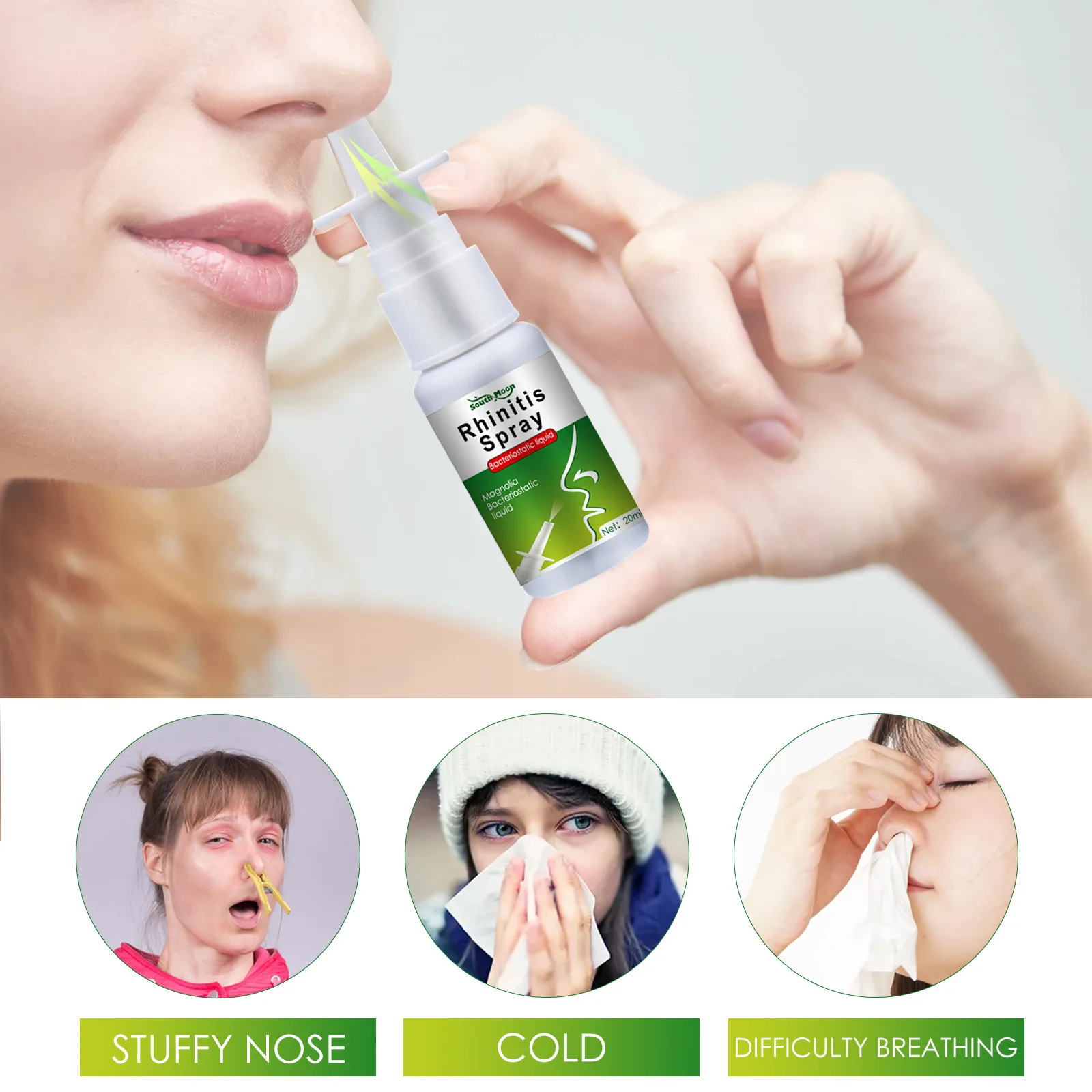 South Moon Brand Wholesale Quickly Rhinitis Nasal Spray Nose Congestion Cleans