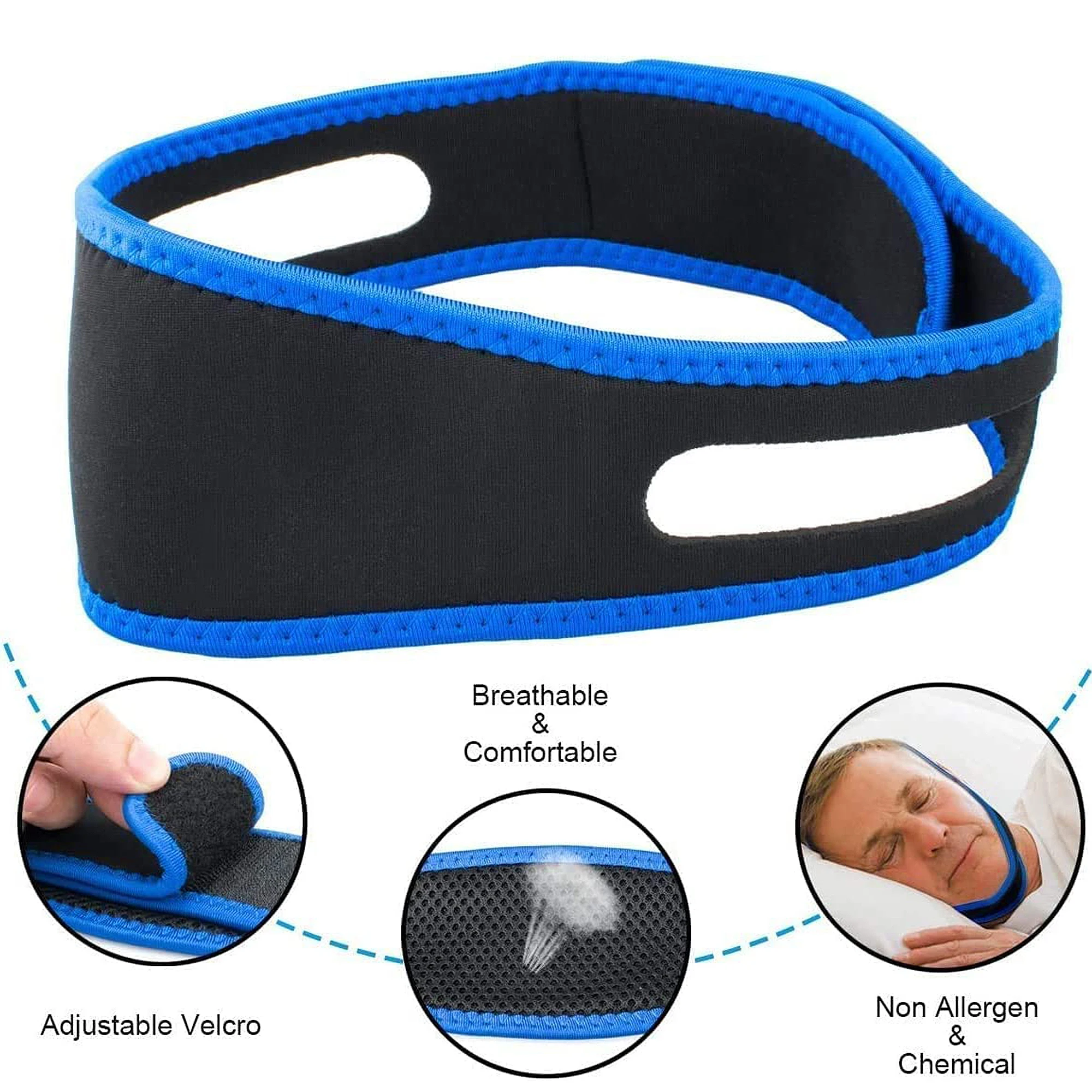 Anti snore sleep deep guard stopper aid device adjustable chin strap