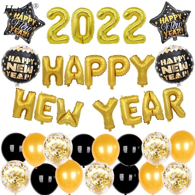 Gold 2022 Happy New Year Banner Party Decorations New Years Eve Home Decor 2021 Balloons New Year Christmas Party Supplies ST678