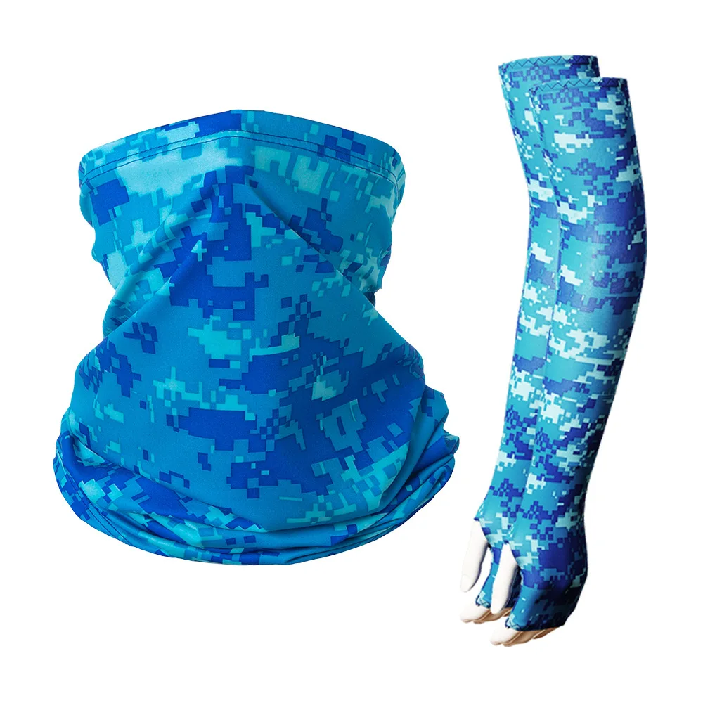 
2 Pcs/Set Sun Protection Arm Sleeves Turban Cooling Bandana for Cycling Running Hiking Camping Fishing 