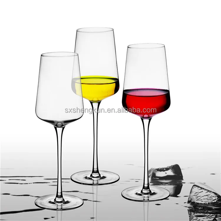 Wholesale hand blowh transparent 400ml lead-free crystal wine+cool+glass with OEM logo