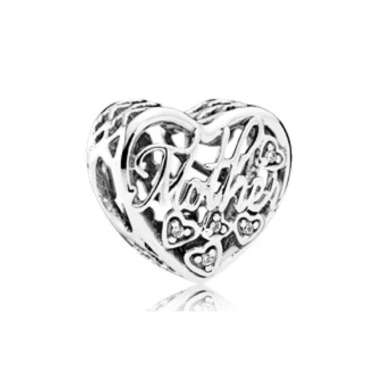 925 sterling silver Hearts charm bead for pan bracelet women jewelry