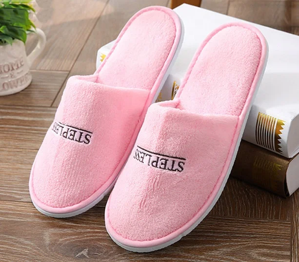 Wholesale cheap custom LOGO home guests five-star hotel travel parent-kids unisex eva indoor coral velvet slippers