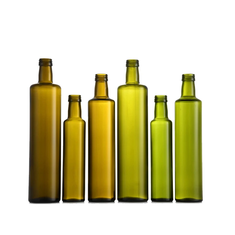 Factory Custom 250 ml 500 ml 750 ml 1000 ml Dark Green Glass Olive Oil Bottle With Screw Aluminum Cap