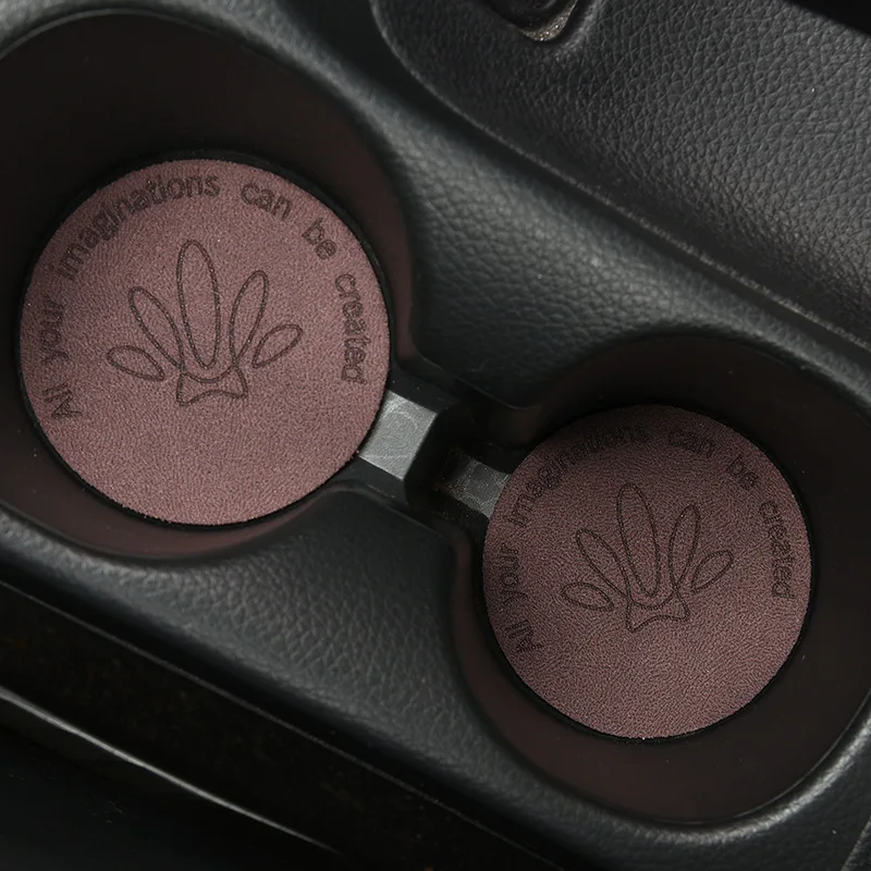 2024 Mini Car Cup Coaster Micro Suede Car Coasters Bulk Round Auto Interior Accessories
