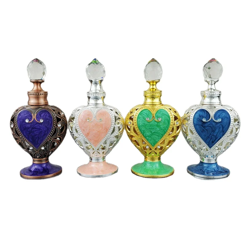 12ml Heart Shaped Perfume Bottle Dubai Essence Bottled Arabian Essential Oil Glass Bottle