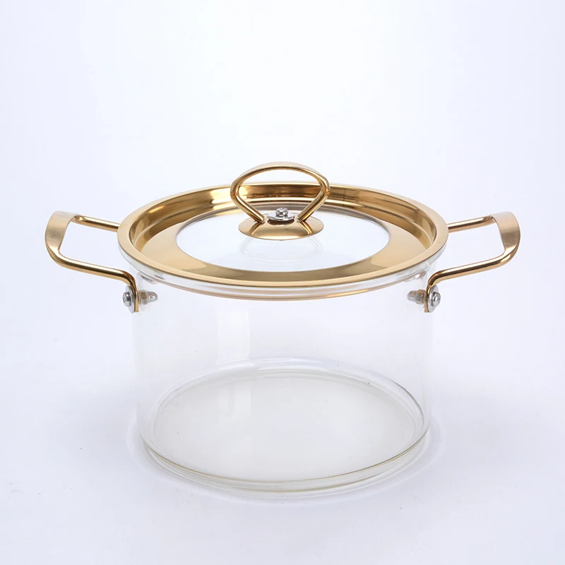 High temperature resistant household big capacity transparent double-ear glass saucepan soup pot