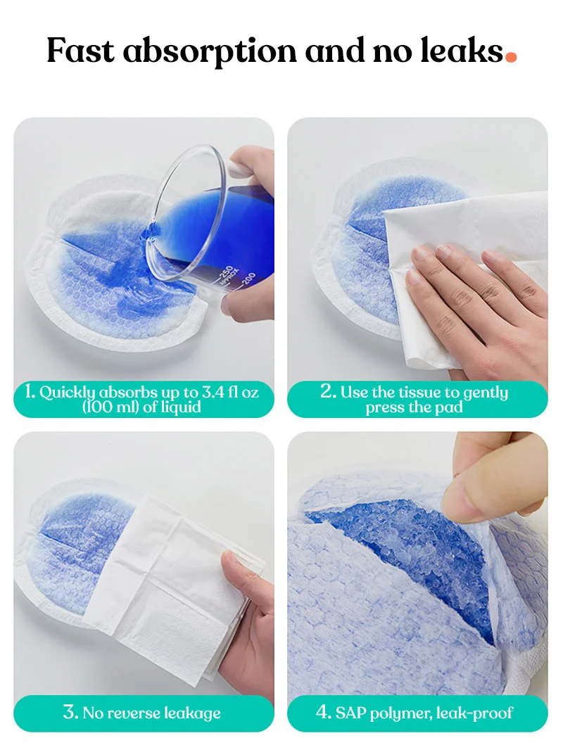 Kub 80/100pcs Disposable Breast Pad Organic Bamboo Nursing Breast Pads Breathable Soft Custom Disposable Nursing Pads