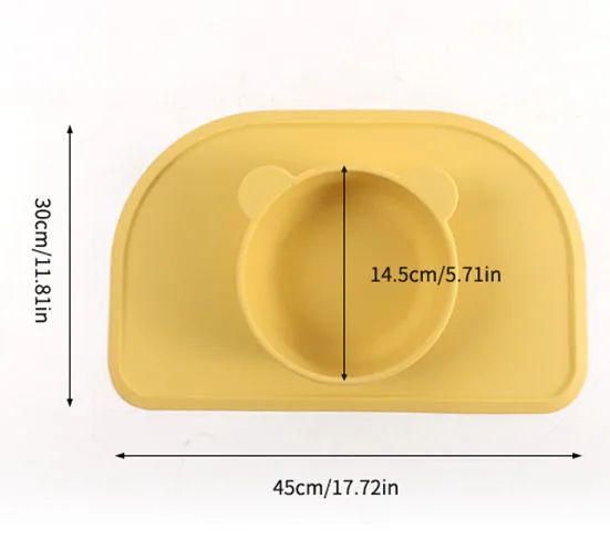BPA free Led Weaning Feeding Supplies Food Grade silicone divided plates for babies Bear silicone Bowlwith Mat
