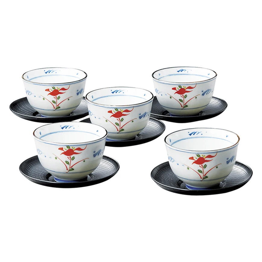 
Mino Ware Ceramic Japanese Afternoon Tea Cup With A Red Flower Design 
