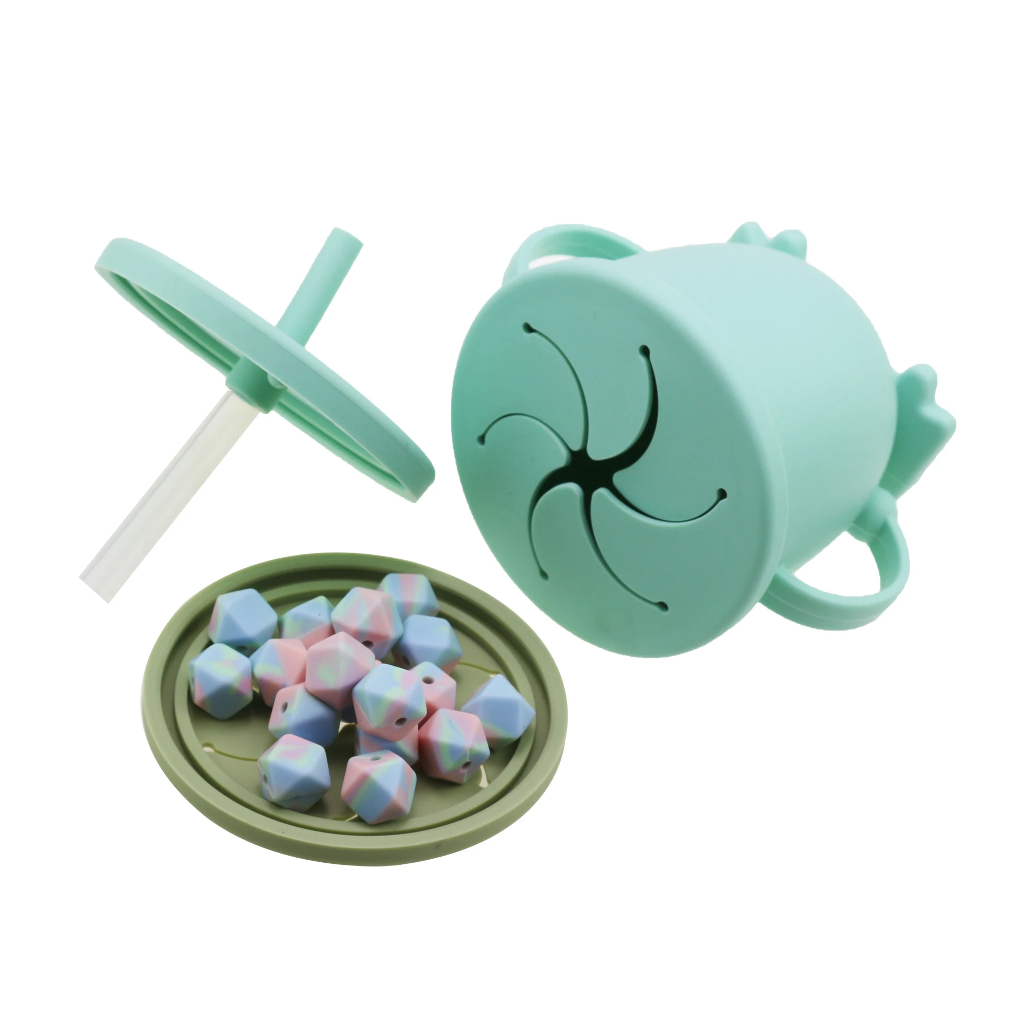 Бесплатный образец без добавления бисфенола А 2 в 1 Детская напиток с соломенной крышкой с шнековой крышкой-непроливайки Детские Силиконовые снэк-чашка