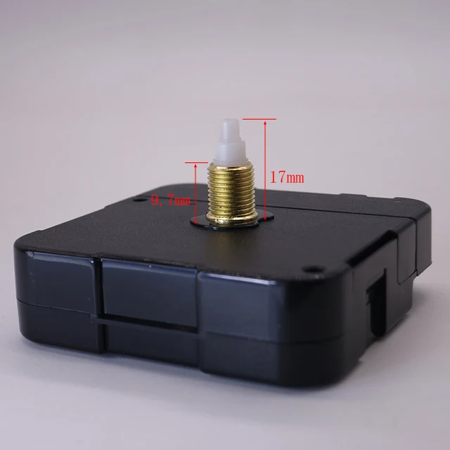 DIY Wall Clock Accessories Shaft Length 17mm Step Clock Movements with Straight Black Clock Hands and Metal Hook