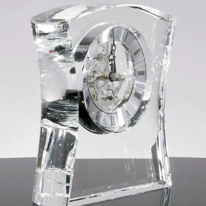 High Quality Corporate Award K9 Glass  Round Edges Crystal Desk Clock