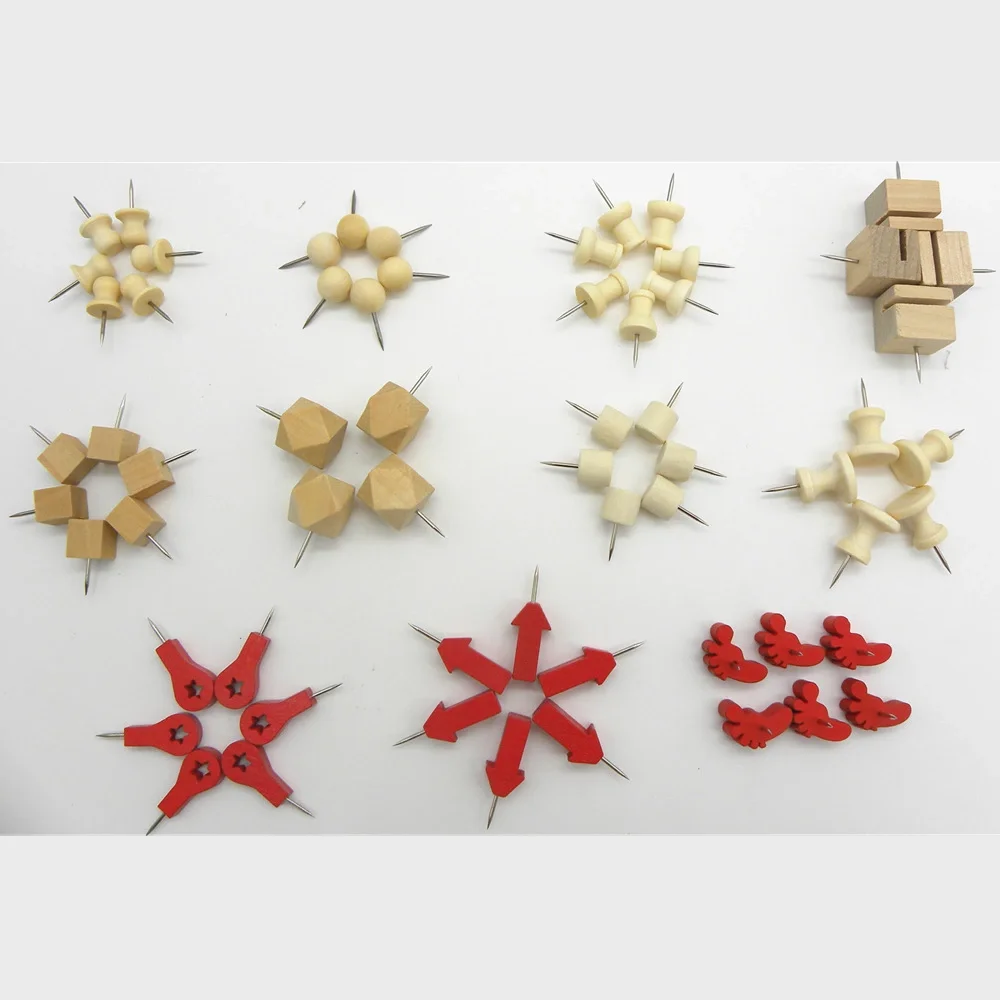Wood Push Pins Big I-shaped Wooden Thumb Tacks Decorative Map Photo Pins
