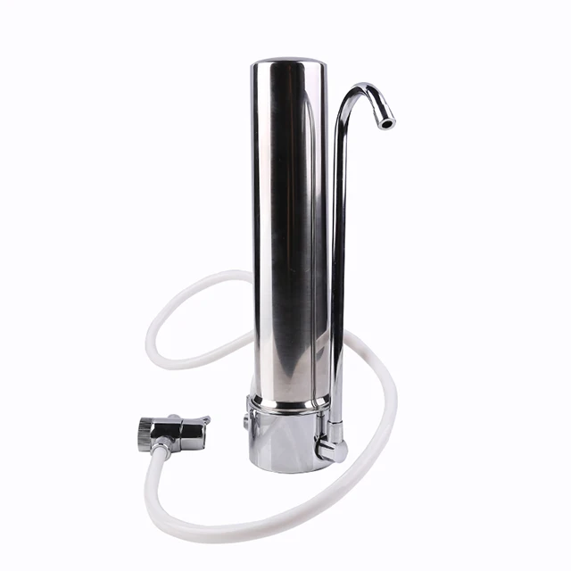 Faucet Connected Stainless Steel Water Filter Candle Ceramic Activated Carbon Countertop Water Purifier