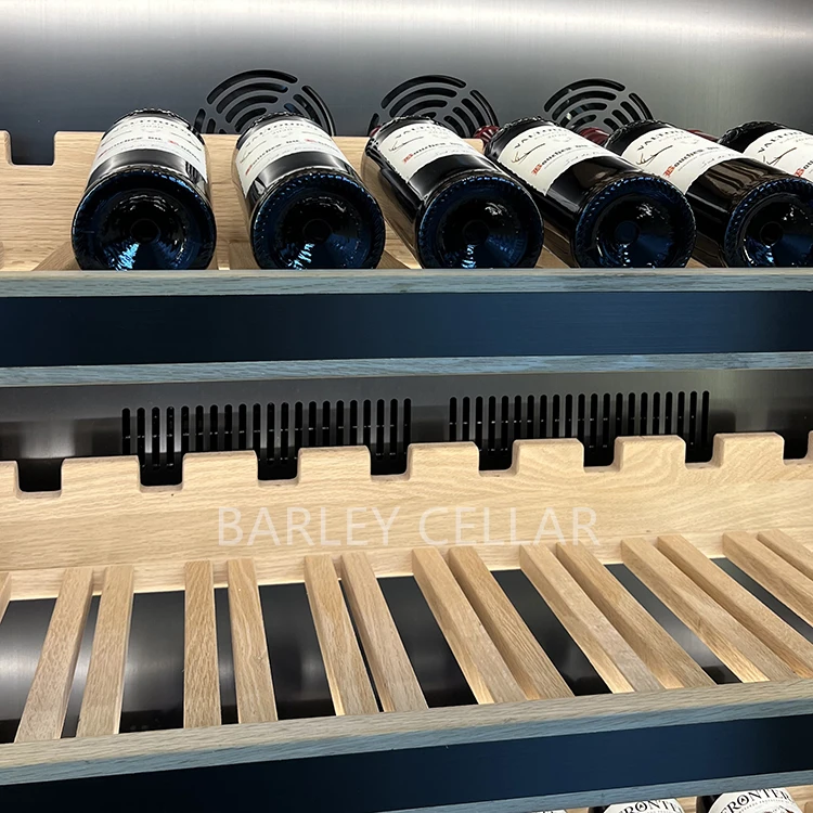 BARLEY cellar custom automatic door  luxury wine cellar with Spain cedar wood shelves and drawers