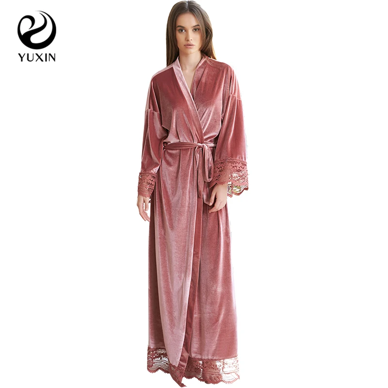 winter long velvet robe womens robes wholesale wedding bridesmaid the robe for women sleepwear pink bathrobes