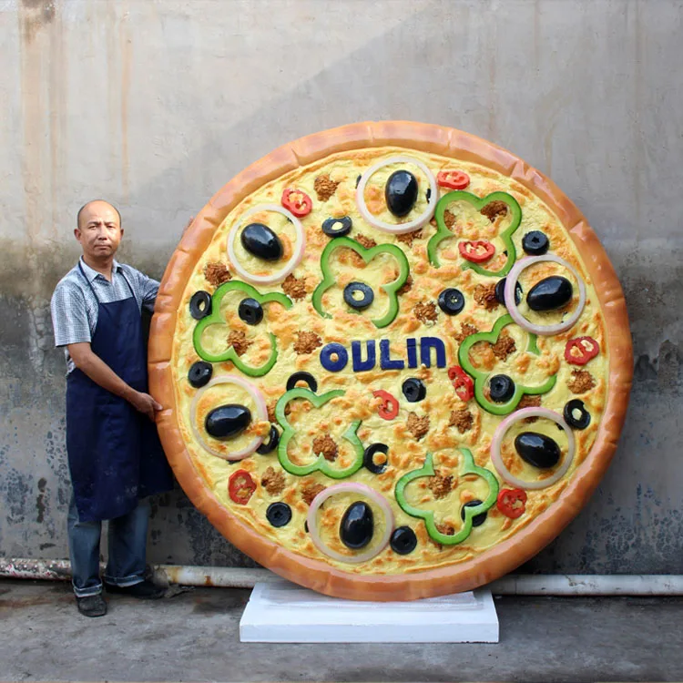 Large outdoor Simulated food fiberglass resin sculpture big food simulation pizaa statue for restaurant decoration