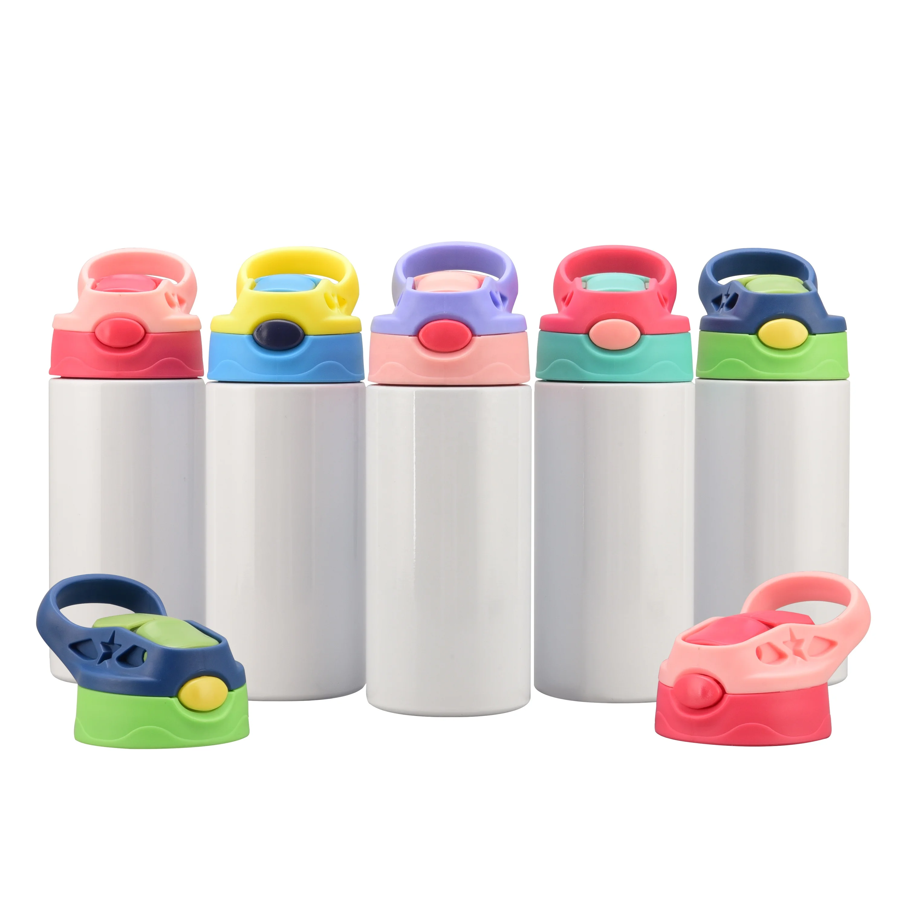 350ml Double Wall Stainless Steel Vacuum Kids Water Bottle Termos with Silicone Nozzle Straw