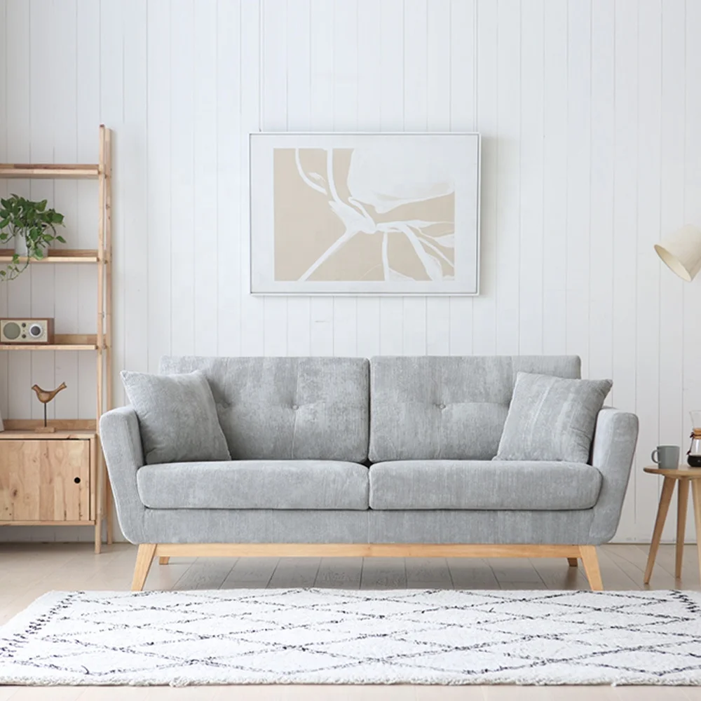 Вельветовый диван на 3 сиденья темно-серый