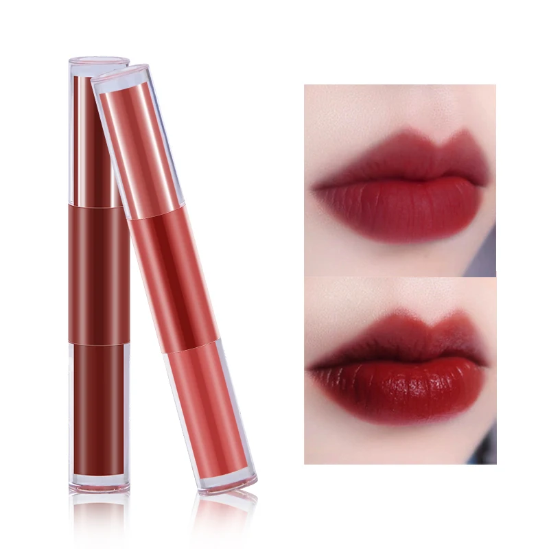 CNL-026 Matte Lip Gloss And Velvet Lap Glaze 2 In 1 Beauty Double Head Girl Lip Gloss Lip Oil