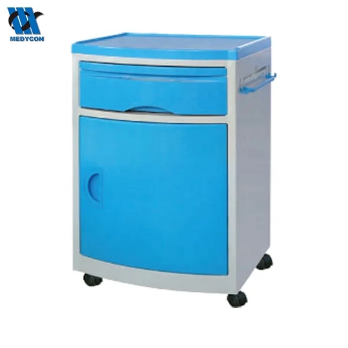 MDK-BDCB04 ABS blue color medical bedside cabinet hospital bedside locker for patient room