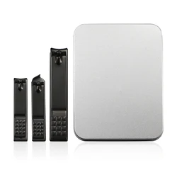 3 Pcs Nail Clippers Set - Big Size & Small Size Stainless Black Color Nail Clippers Set