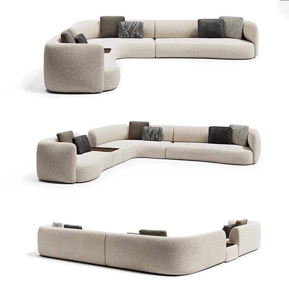 Big luxury contemporary high end villa sofa 4m set corner fabric sofa velvet luxury l-shaped sofas for home luxury